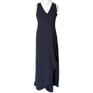 Emporio Armani Silk Evening Gown Maxi Tank Dress Ruffle Gown Black EU46 / US10